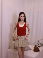 Buckle Up Pleated Mini Skirt
