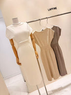 Cap Sleeve Waisted Midi Dress