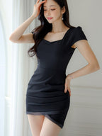 Chiffon Lace Office Mini Dress