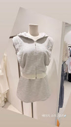 Hooded Zip Up Vest Set