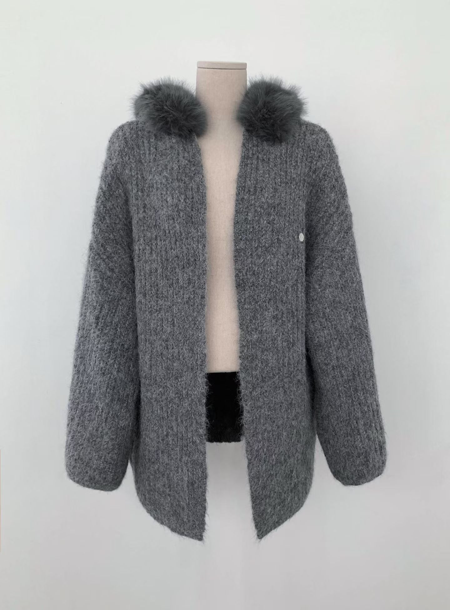 Fluffy Bear Removable Hat Cardigan