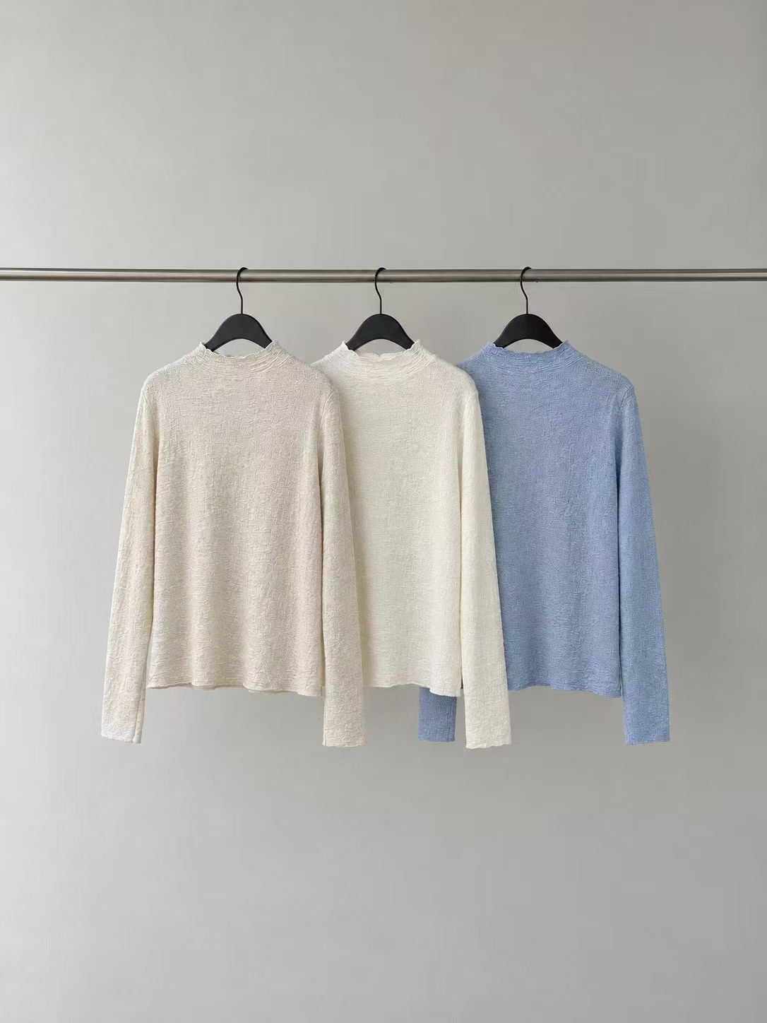 Lace Trim Mock Neck Top