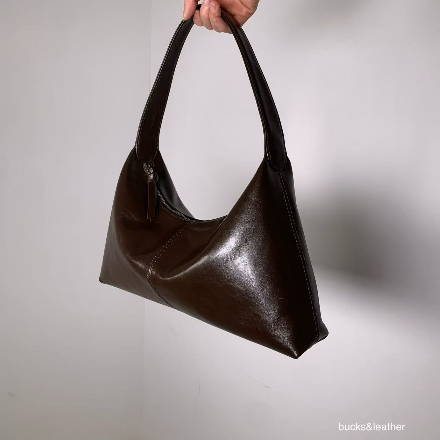 Real Leather Triangle French Bag