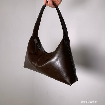Real Leather Triangle French Bag