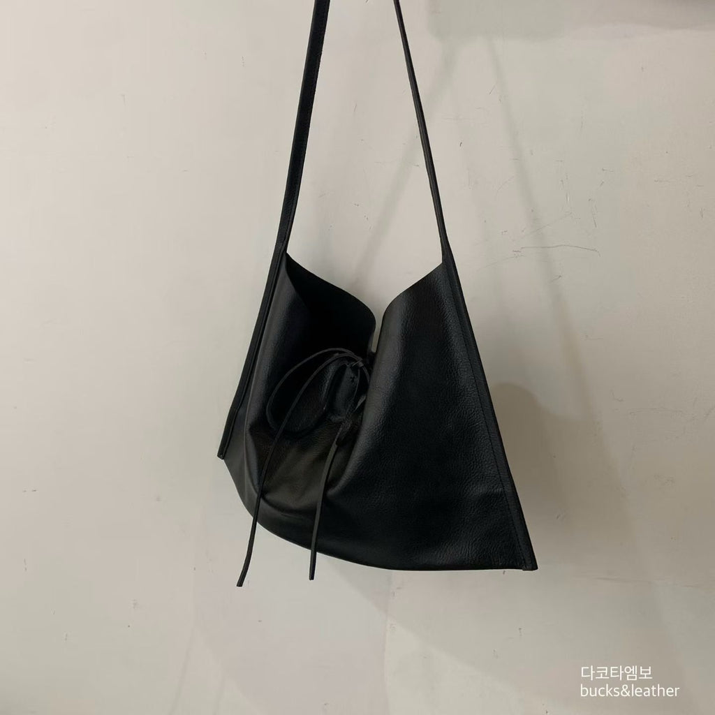 Real Leather Tied Ribbon Shoulder Bag