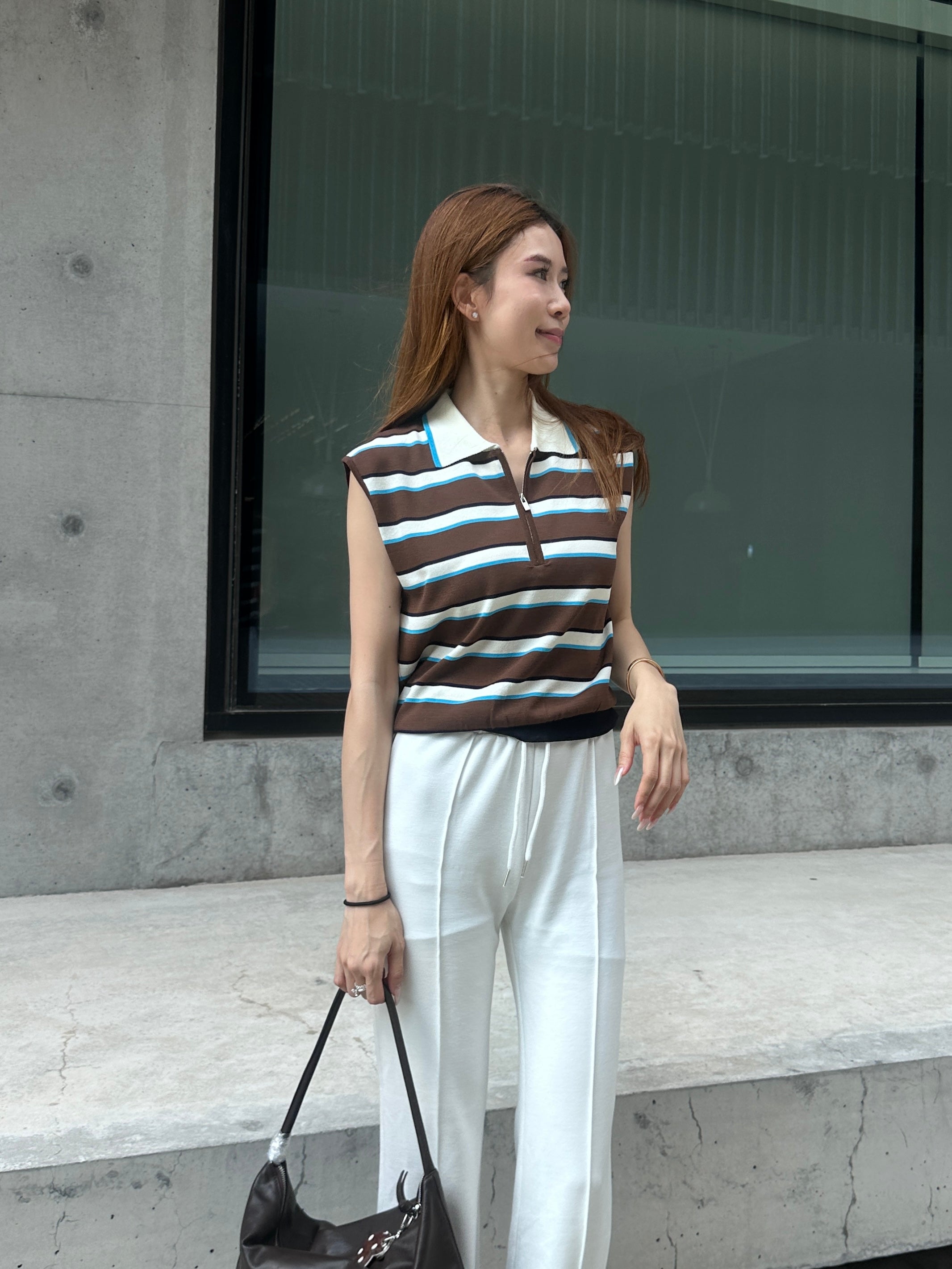 Striped Zipped Vest