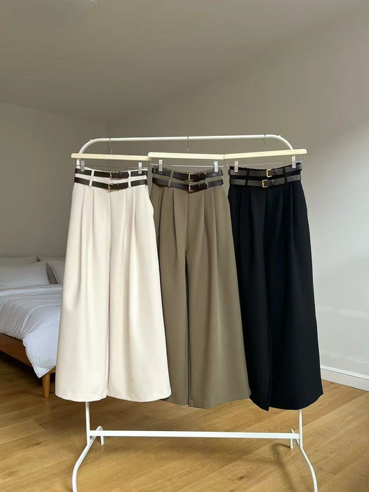 Double Belt Chiffon Pants