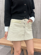Leather lined Denim Skirt shorts