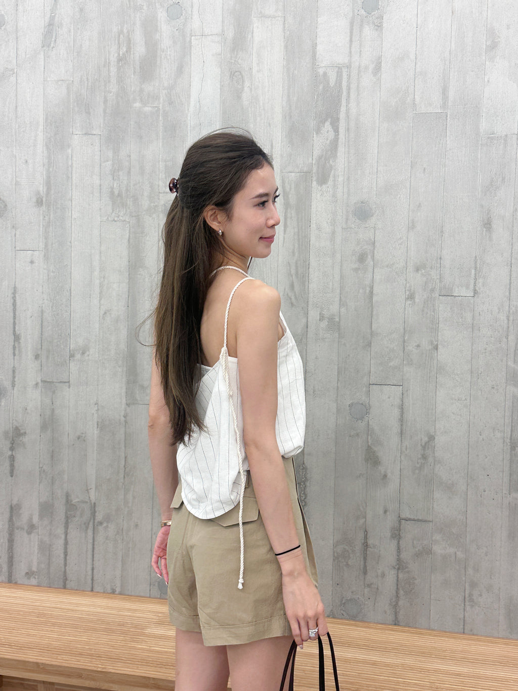 Linen Cross Shoulder Tank Top