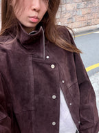 Stand Collar Suede Jacket