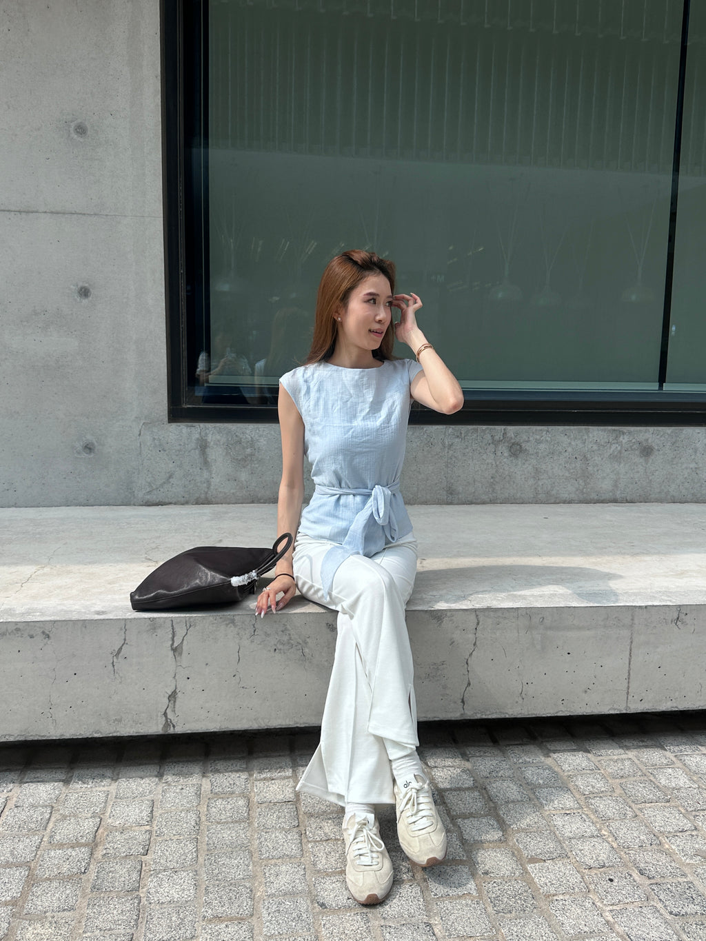Chiffon Cross Waist T Top