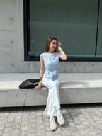 Chiffon Cross Waist T Top