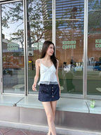 Button Skirt Short with Belt