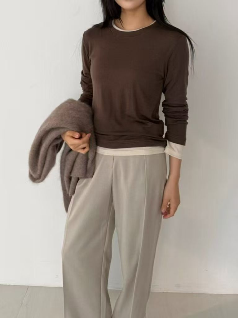 Round Neck Contrast Top