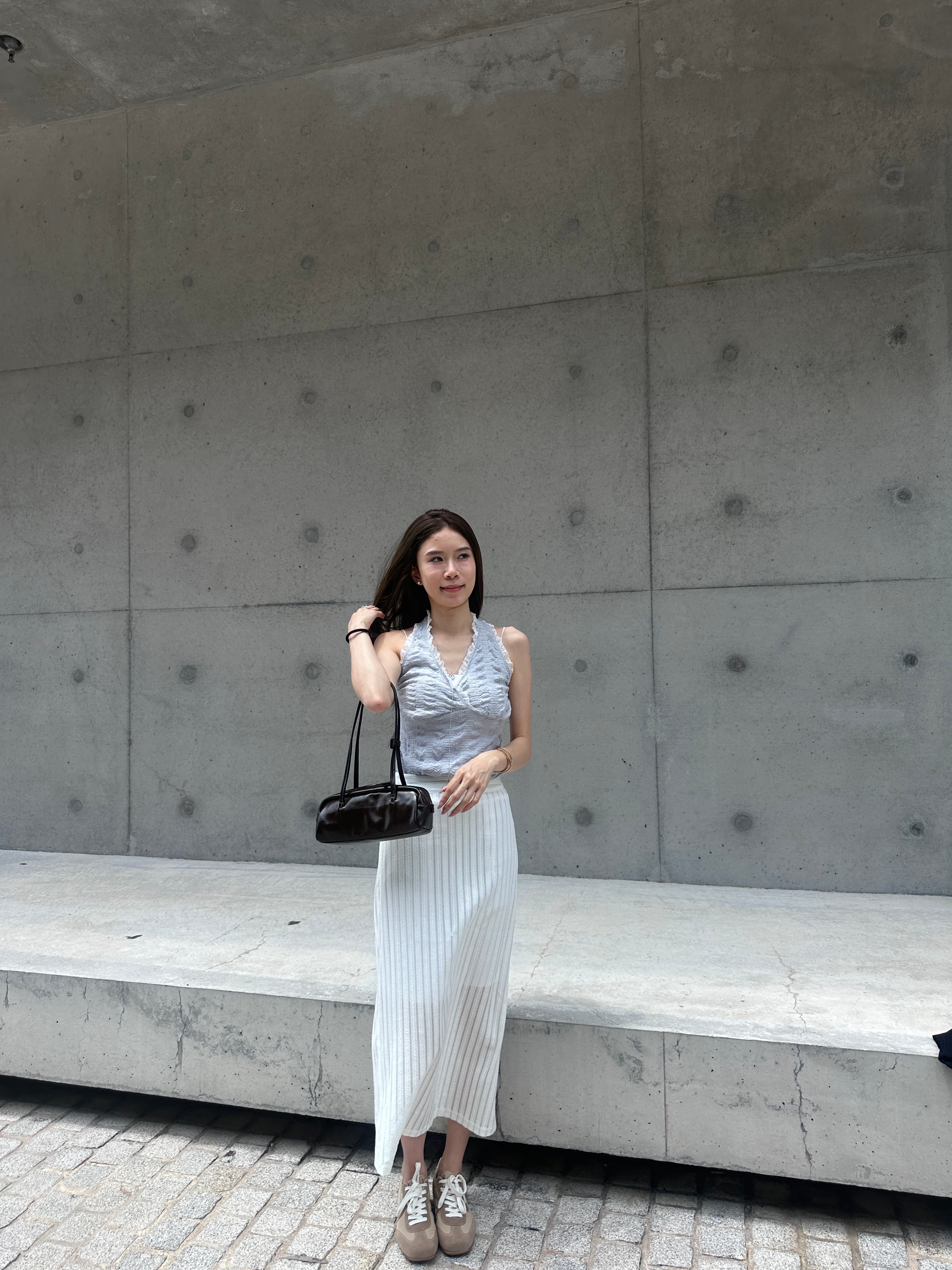 Striped See Through Maxi Skirt
