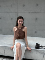 Cross Neck Chiffon Tank Top