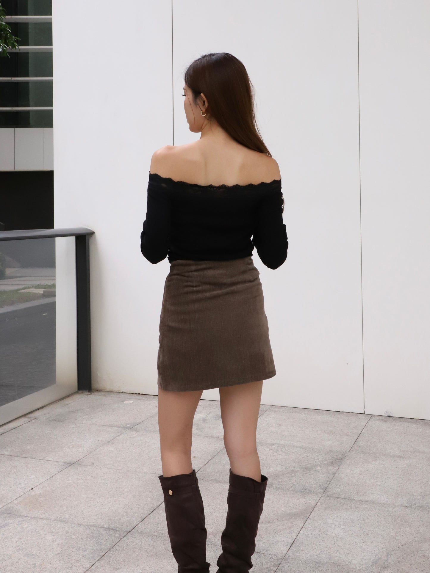 Lace Mix Off Shoulder Top