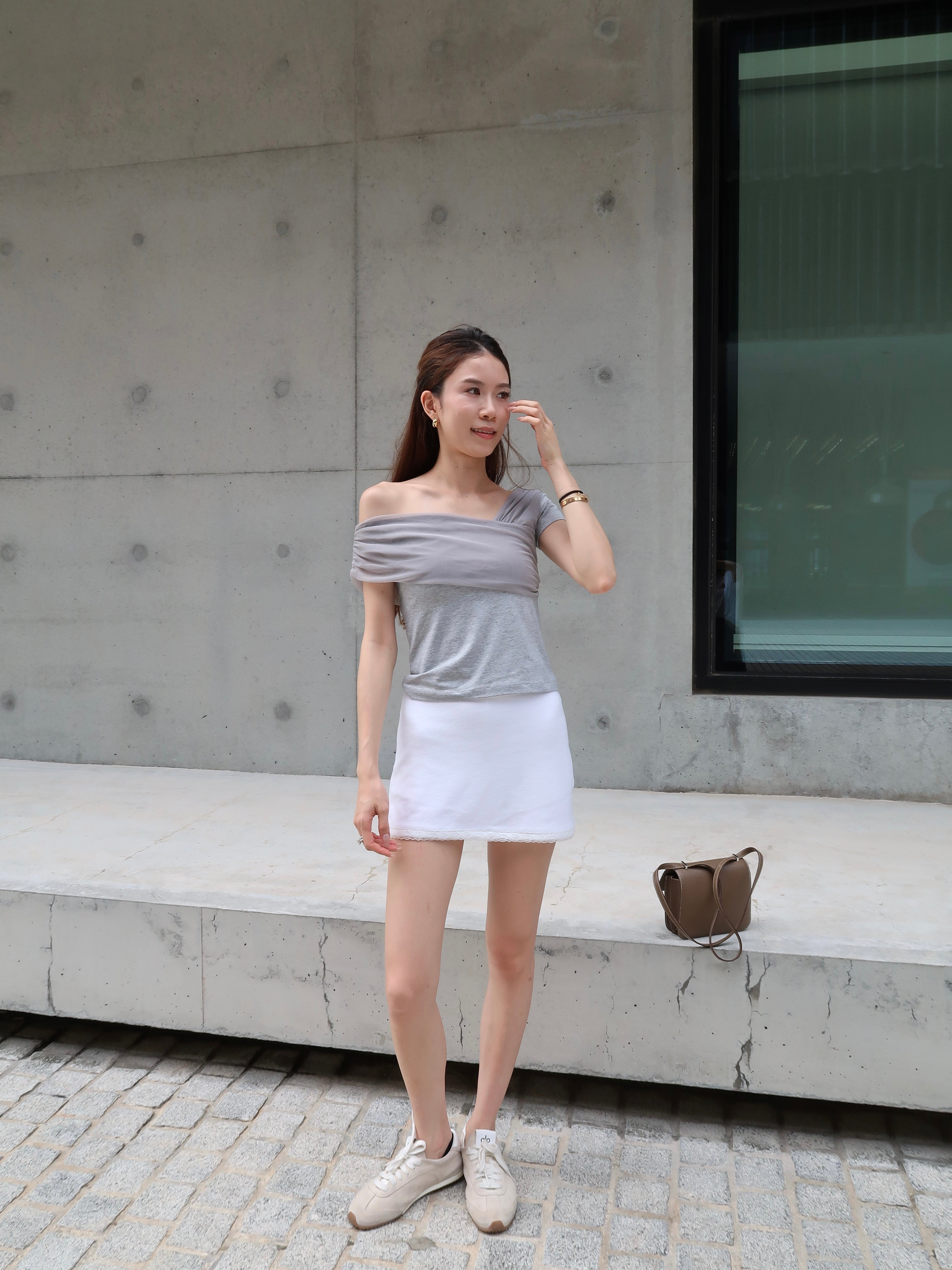 Lace Cross Cotton T Shirt