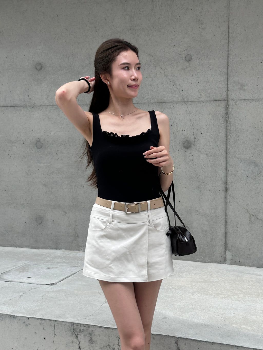 Ruffles Neck Cotton Tank Top