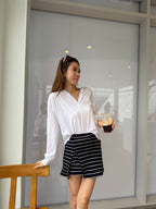 Long Sleeves & Striped Shorts Set