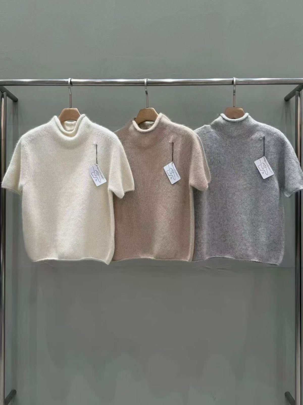 Mock Neck Short Sleeve Knit
