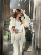Fluffy Bear Removable Hat Cardigan