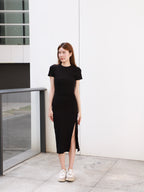 (ashchic made) Basic T Slit Maxi Dress