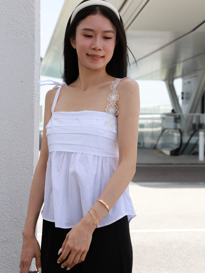 Flowery Shoulder Shirt Top
