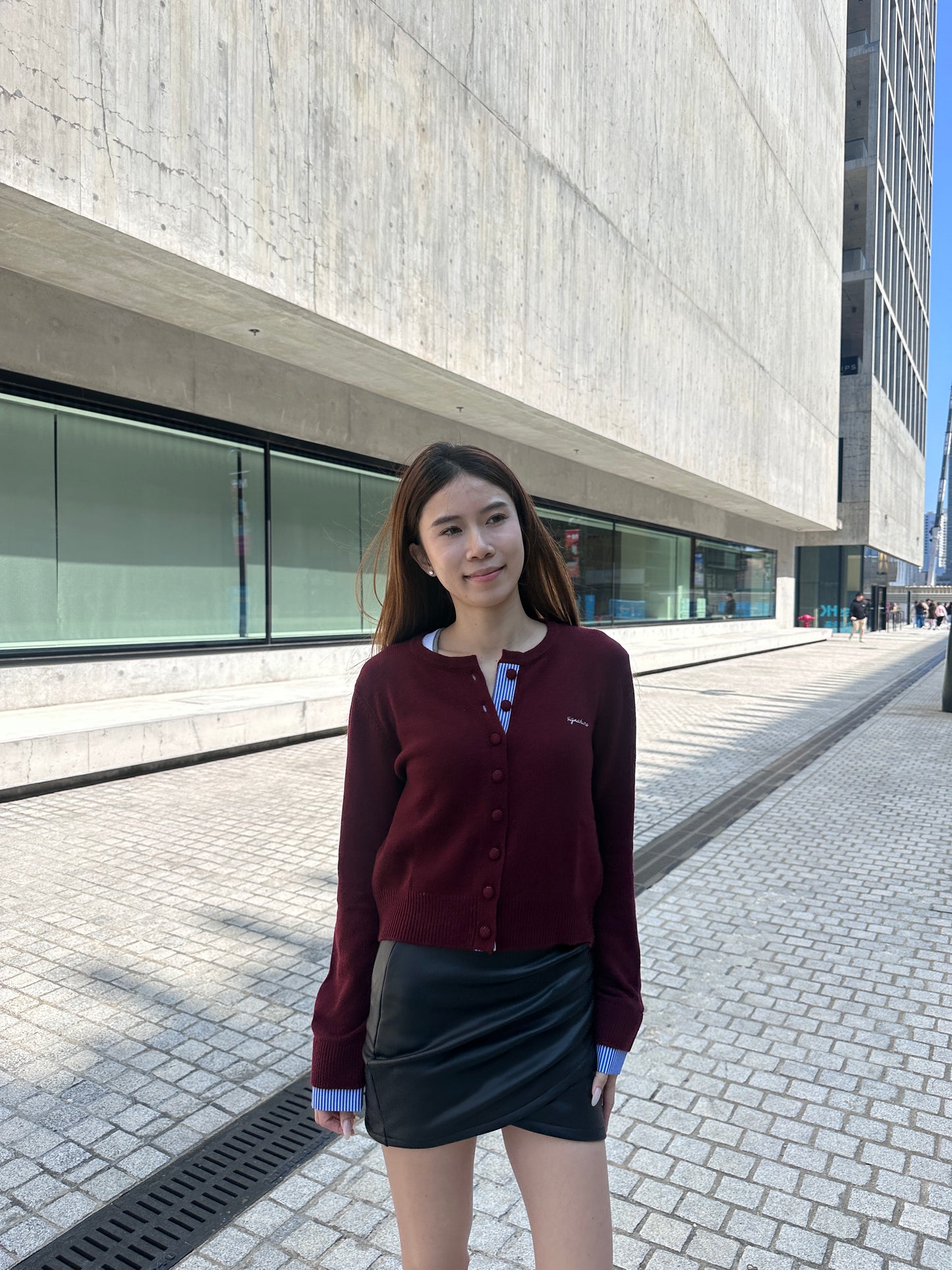 Mix Checked Wool Cardigan