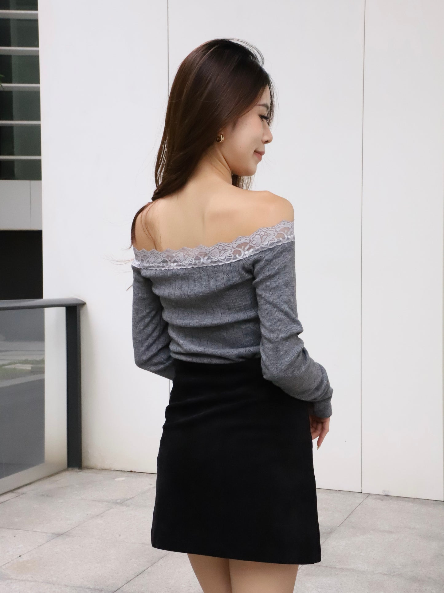 Lace Mix Off Shoulder Top