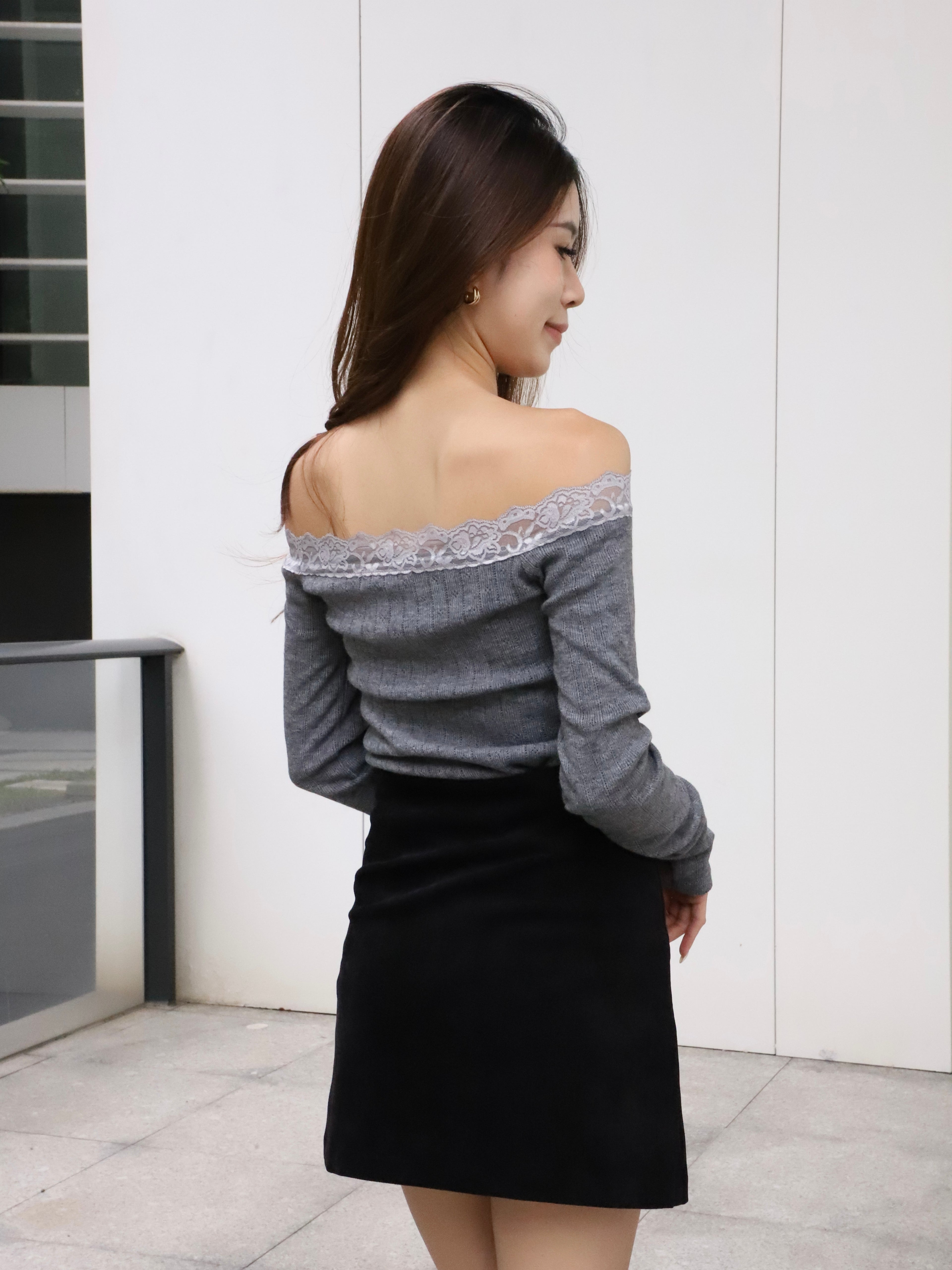 Lace Mix Off Shoulder Top