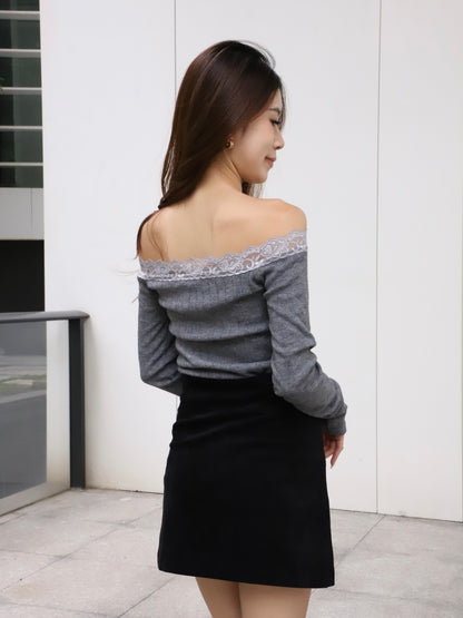 Lace Mix Off Shoulder Top