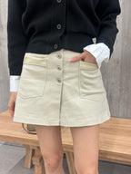 Leather lined Denim Skirt shorts