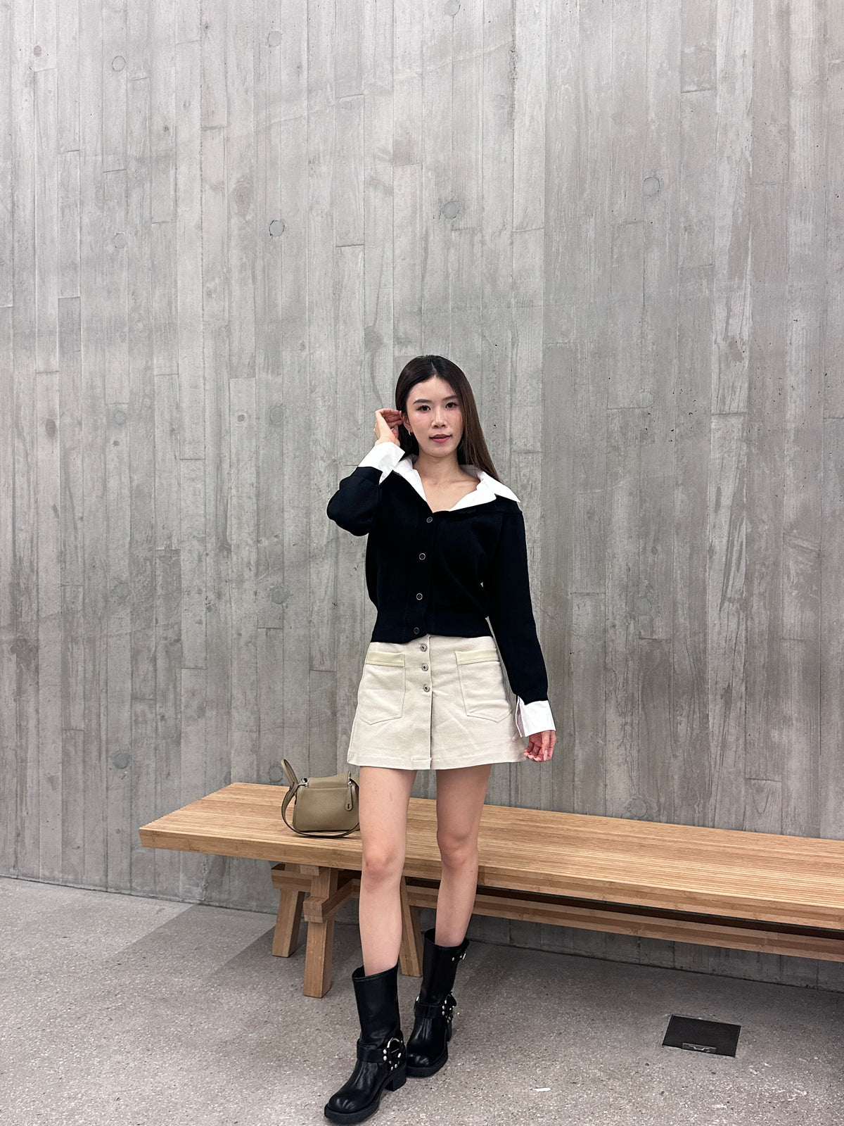 Shirt Knitted Mix Long Sleeves Top