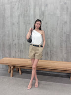 Linen Cross Shoulder Tank Top