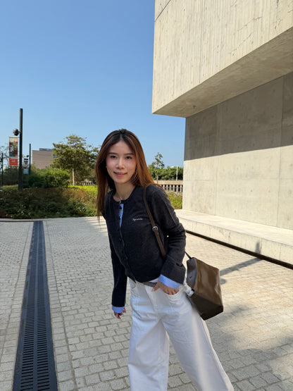 Mix Checked Wool Cardigan