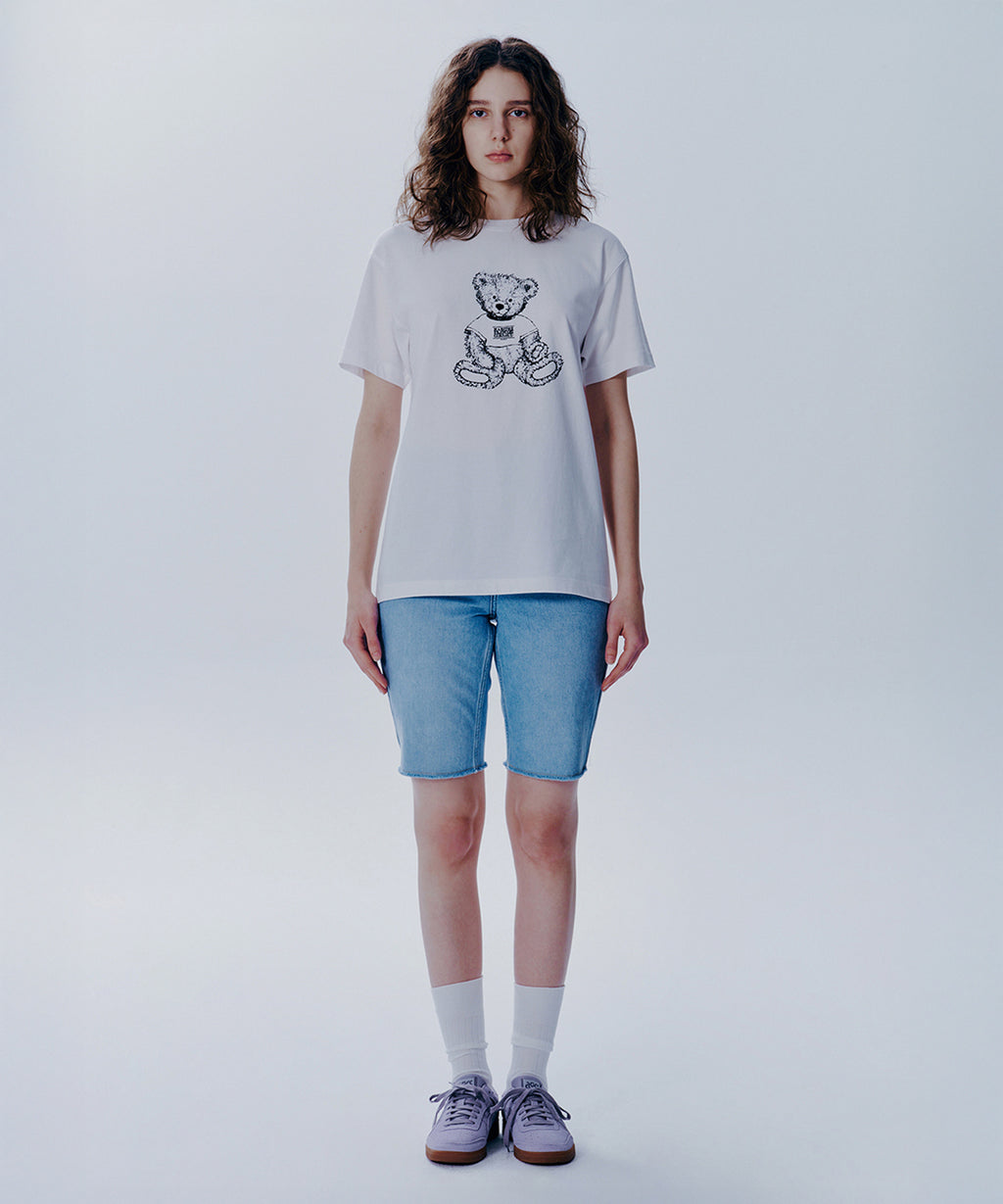 DOODLE BEAR TEE white/black