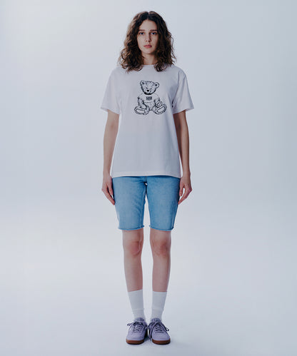 DOODLE BEAR TEE white/black