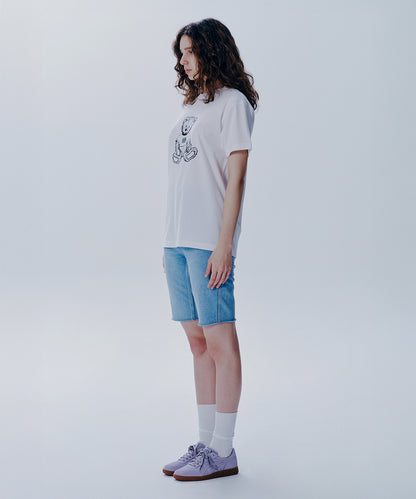 DOODLE BEAR TEE white/black