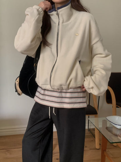 Zipped Up Fluffy Sweatshirt