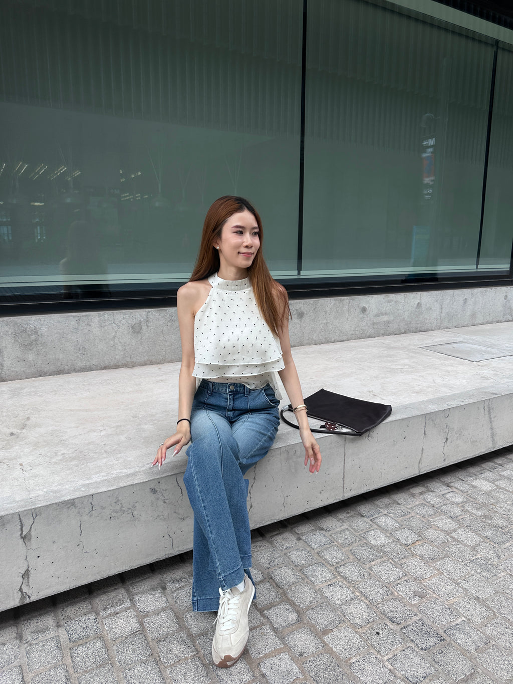 Dotted Crewneck Tank Top