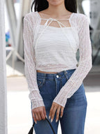 Lace Tied Tank & Cardigan Set