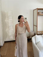 Linen Button Up Skirt