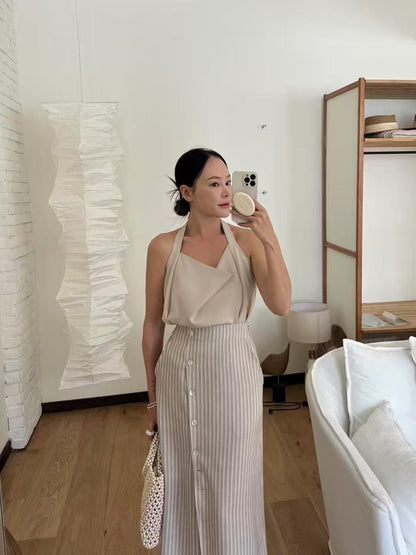 Linen Button Up Skirt