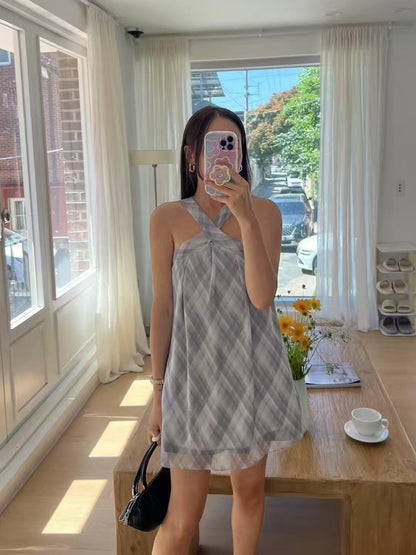Checked Chiffon Tank Top