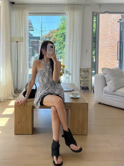 Checked Chiffon Tank Top