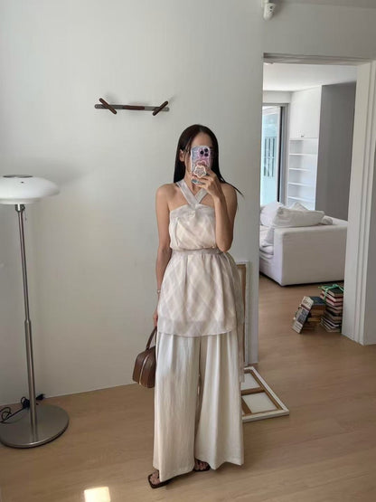 Checked Chiffon Tank Top
