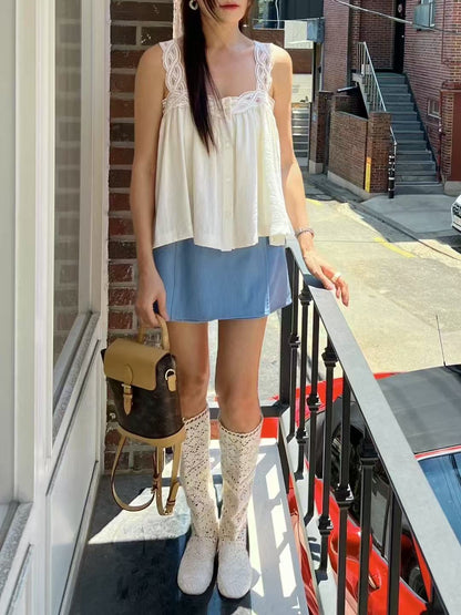 Cross Tied Shoulder Tank Top