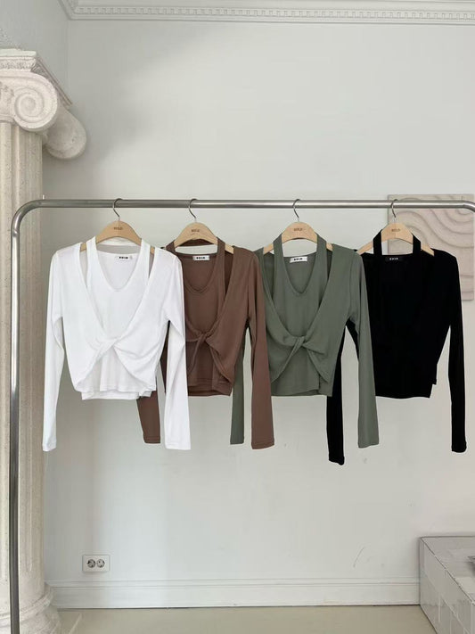 Cross Over Long Sleeves Top