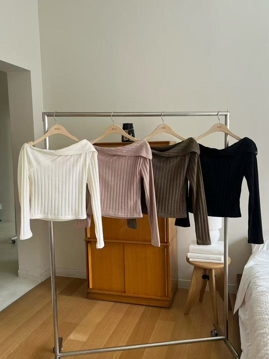 Cross Shoulder Long Sleeves Top